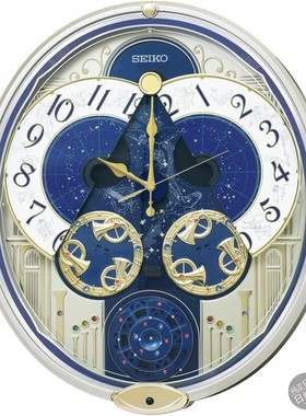 日本代购 精工客厅餐厅时钟挂钟 Karakuri 浅金色珍珠 RE582G