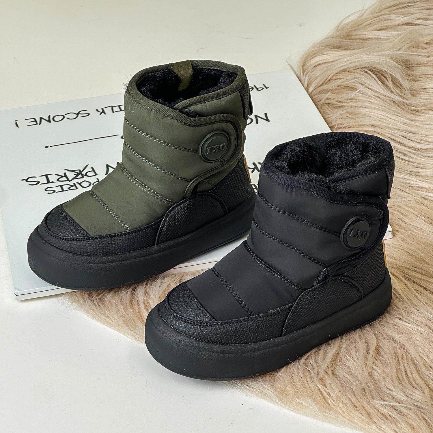 男童雪地靴韩版时尚大棉靴子加厚保暖女童休闲棉靴轻便防滑儿童靴