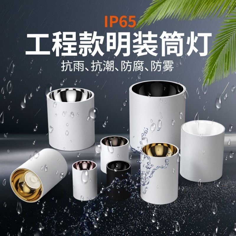 led明装防水射灯户外家用浴室卫生间天花户外店铺cob明装吸顶筒灯