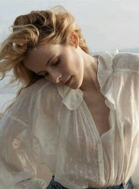 纯原单DOEN限量现货ChaneyLuxe定制Doen绣花宽松纯棉长袖衬衫法式