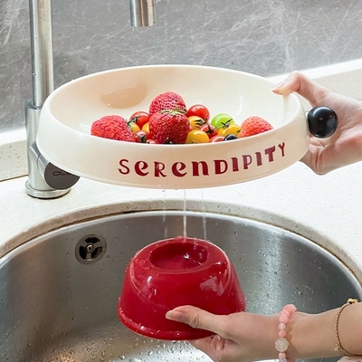 轻奢水果盘客厅茶几家用洗水果沥水篮干果盘带盖高颜值前台糖果盘