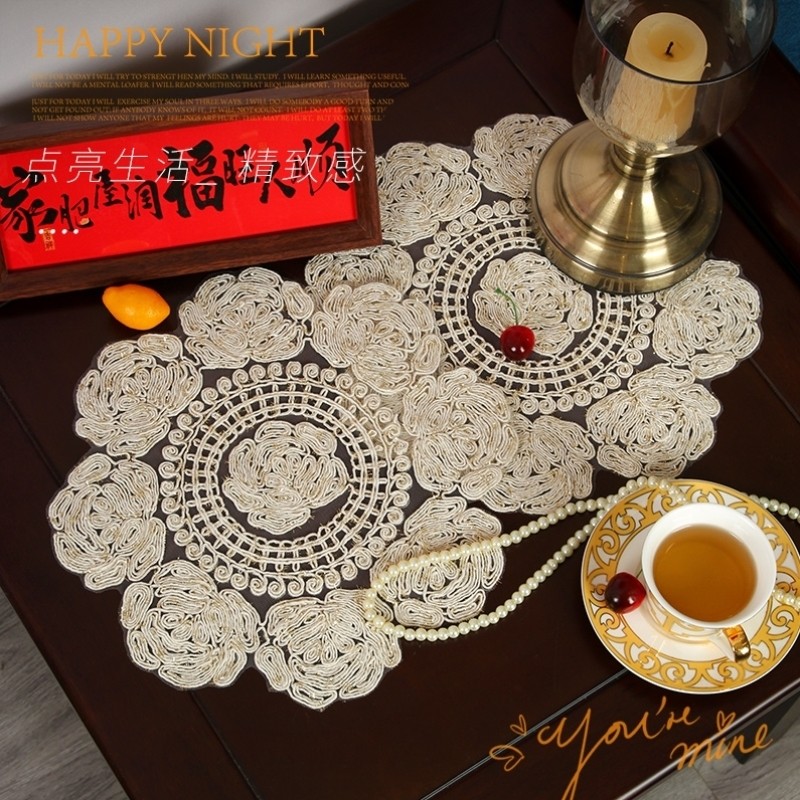 刺绣餐垫台面吸水隔热垫咖啡机茶杯花瓶底座高级感布艺餐垫小桌垫