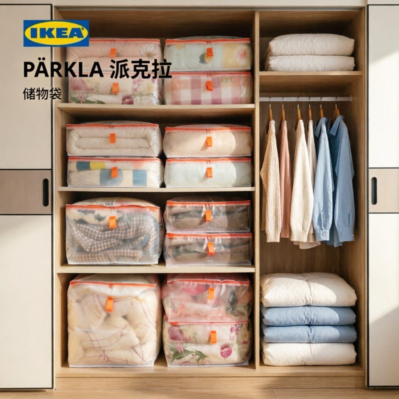 IKEA宜家派克拉储物袋被子收纳袋衣物换季整理袋搬家大容量打包袋