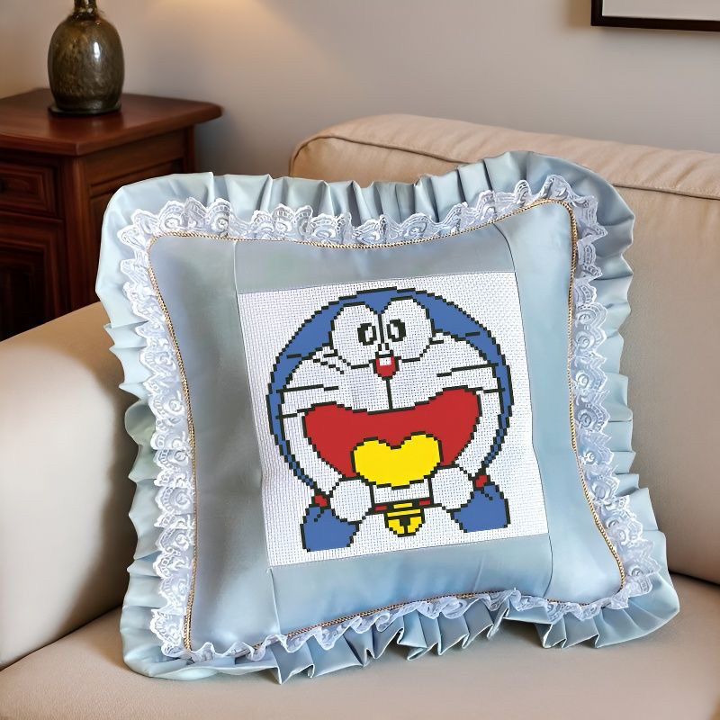 印图十字绣卡通动物设计汽车枕哆啦A梦机器猫订做自己手工绣套件