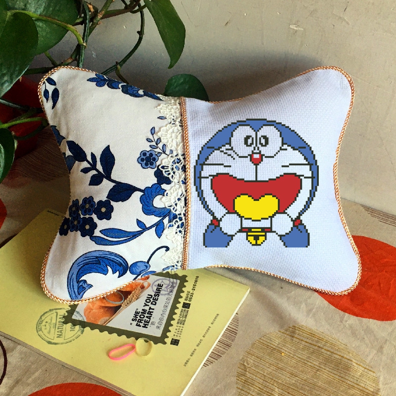 印花十字刺绣手工车颈骨枕