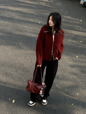 100%绵羊毛！750克高克重！翻领上下双拉链毛衣外套！高端货！