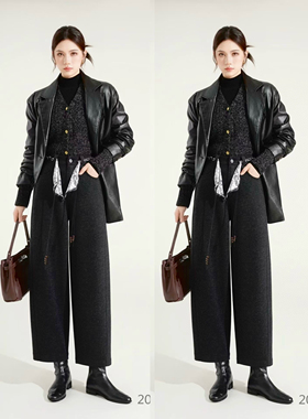 羊毛毛呢靴裤，哈伦裤！搭配短靴优雅高贵气质！