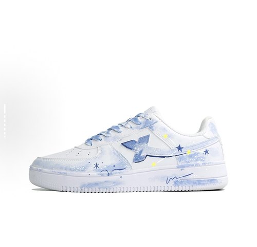 【定制球鞋】Xtep/特步星空系列低帮系带 圆头 平跟板鞋