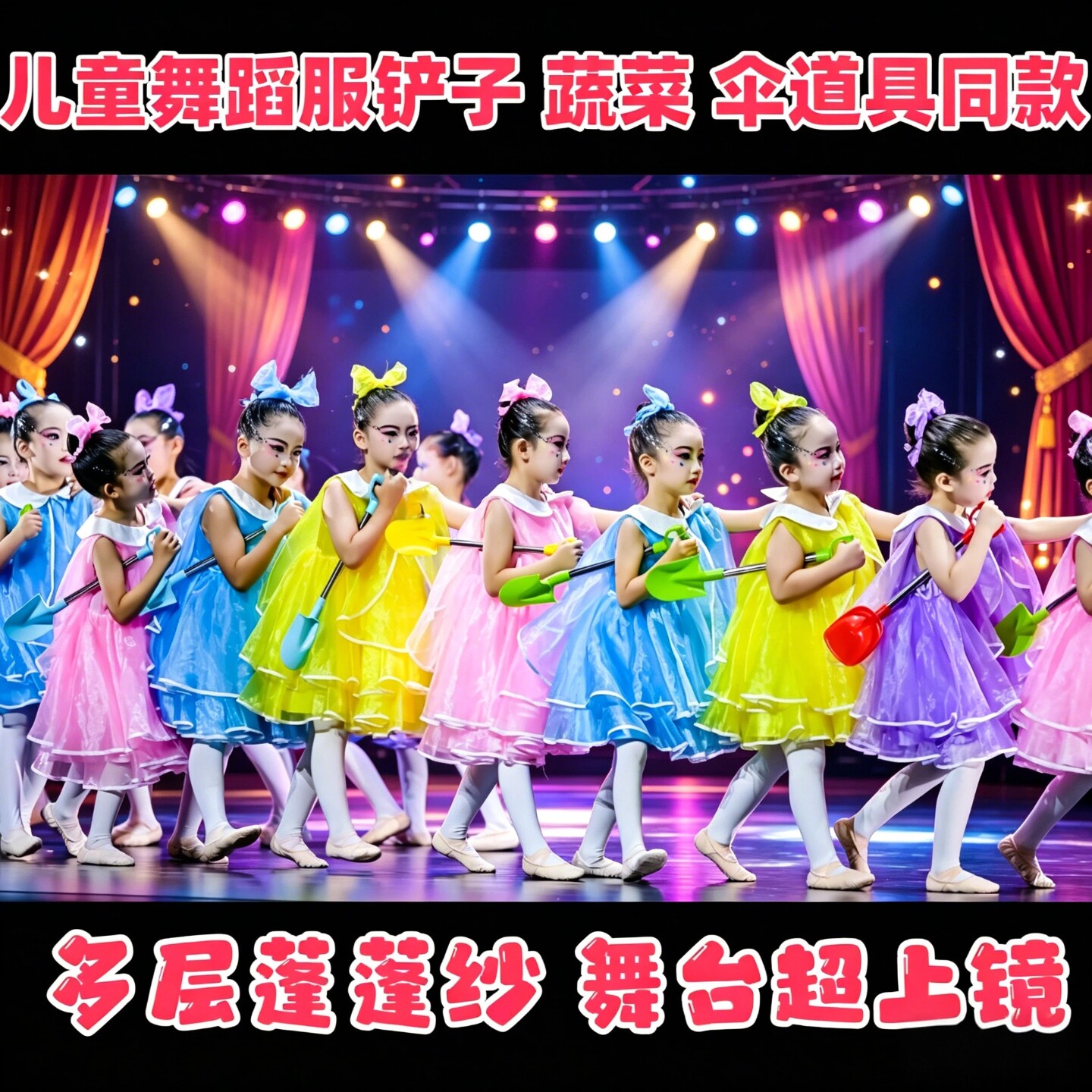 女童糖果色蓬蓬纱裙六一演出服