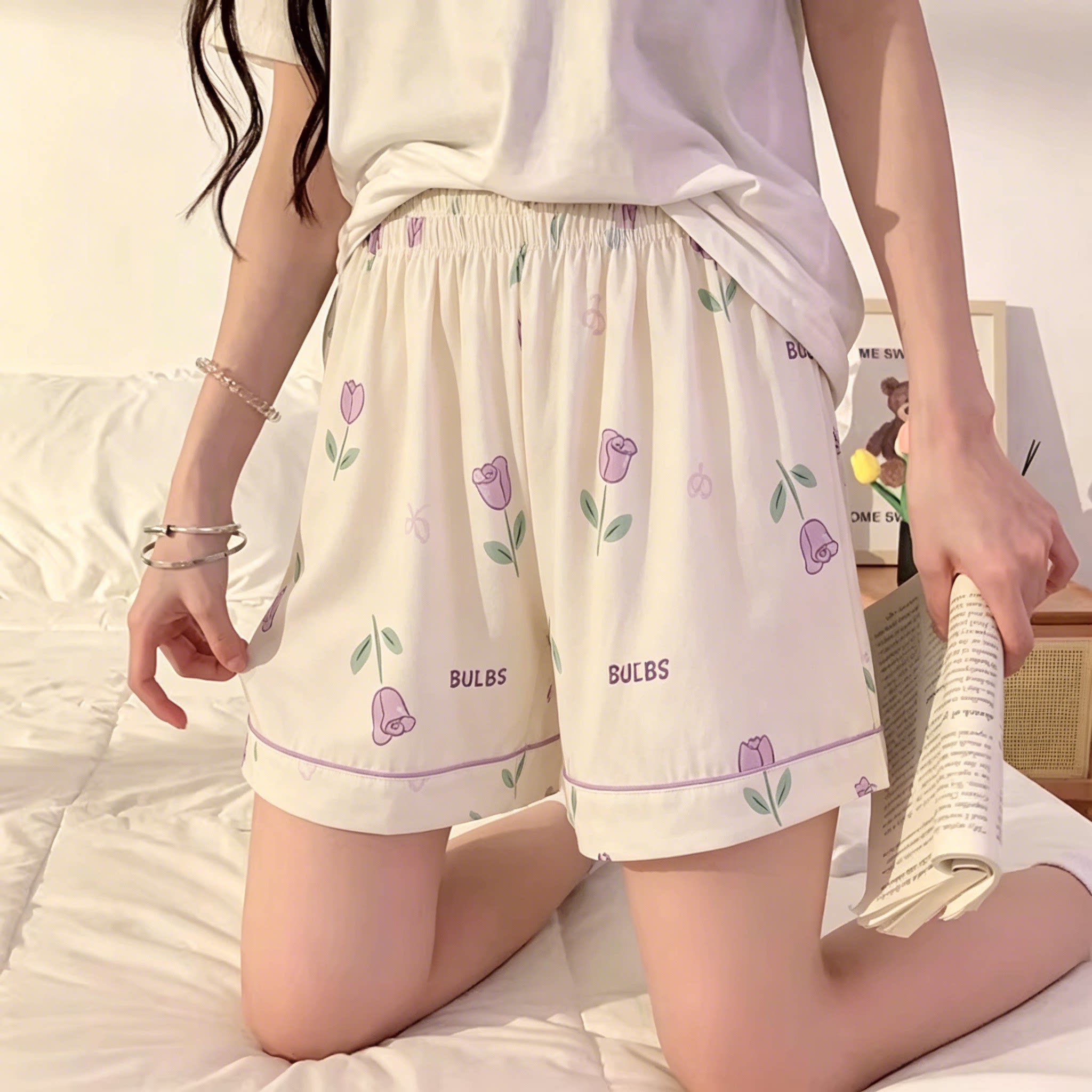 睡裤短裤女夏季新款薄款大码可外穿遛弯休闲裤少女云朵棉家居裤