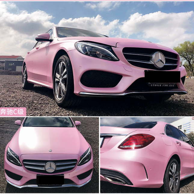 汽车贴膜电光系列樱花粉改色膜全车车身改色电光素雅粉改色贴纸