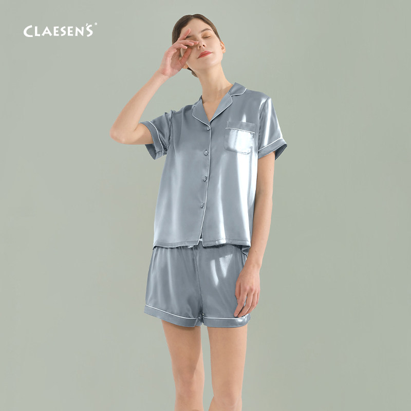 荷兰Claesens短袖真丝睡衣套装女薄款丝绸桑蚕丝家居服两件套礼品