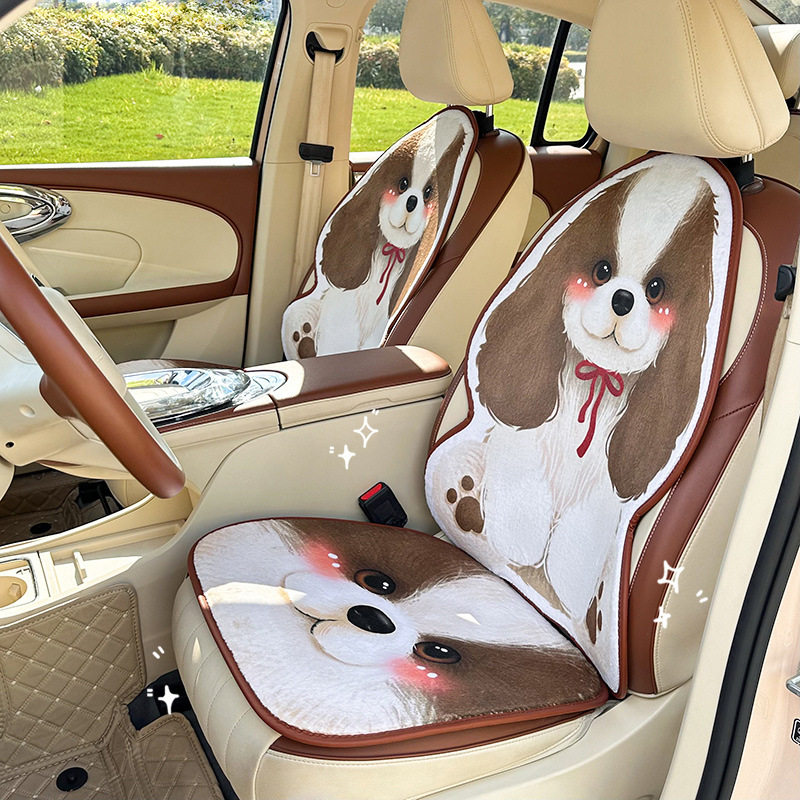 可爱卡通汽车头枕护颈枕创意四季通用车载腰靠垫毛绒冬季车用靠枕