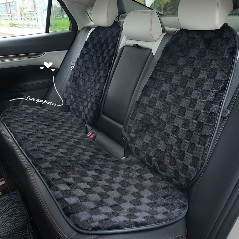 蓝雨简约高级感车载座椅坐垫冬季毛绒车载加厚保暖座套