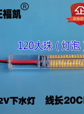 下水灯12v防水灯泡 led诱鱼灯水下强光黄光防水防摔超亮12V水下灯