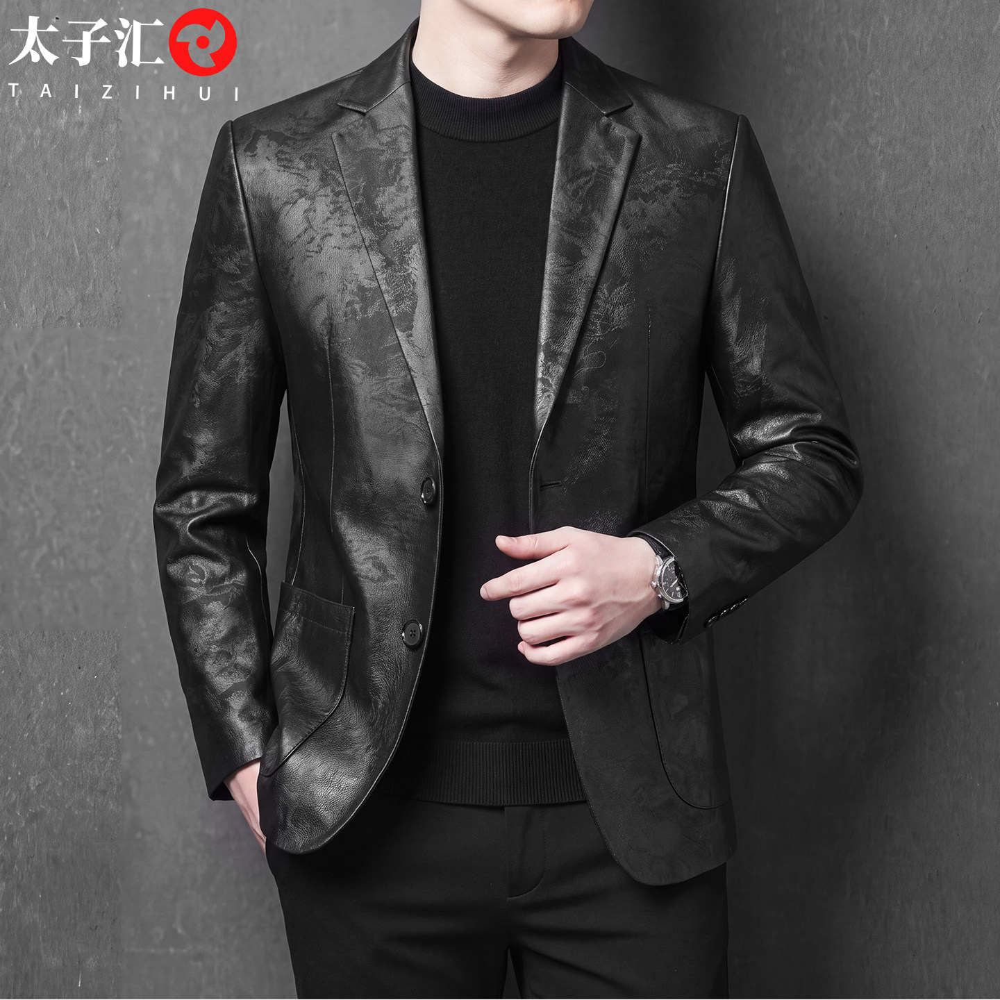 新款皮衣男士绵羊皮西服夹克衣服休闲单西装真皮外套羽绒内胆上衣