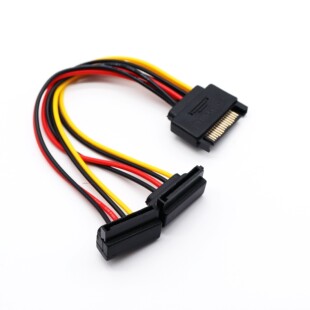 SATA一分二电源线 串口供电线全铜 反弯一拖二SATA硬盘取电线