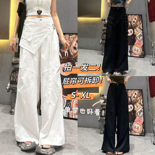 褲 0716 娜娜上新 疊穿屁簾闊腿工裝 不退不換