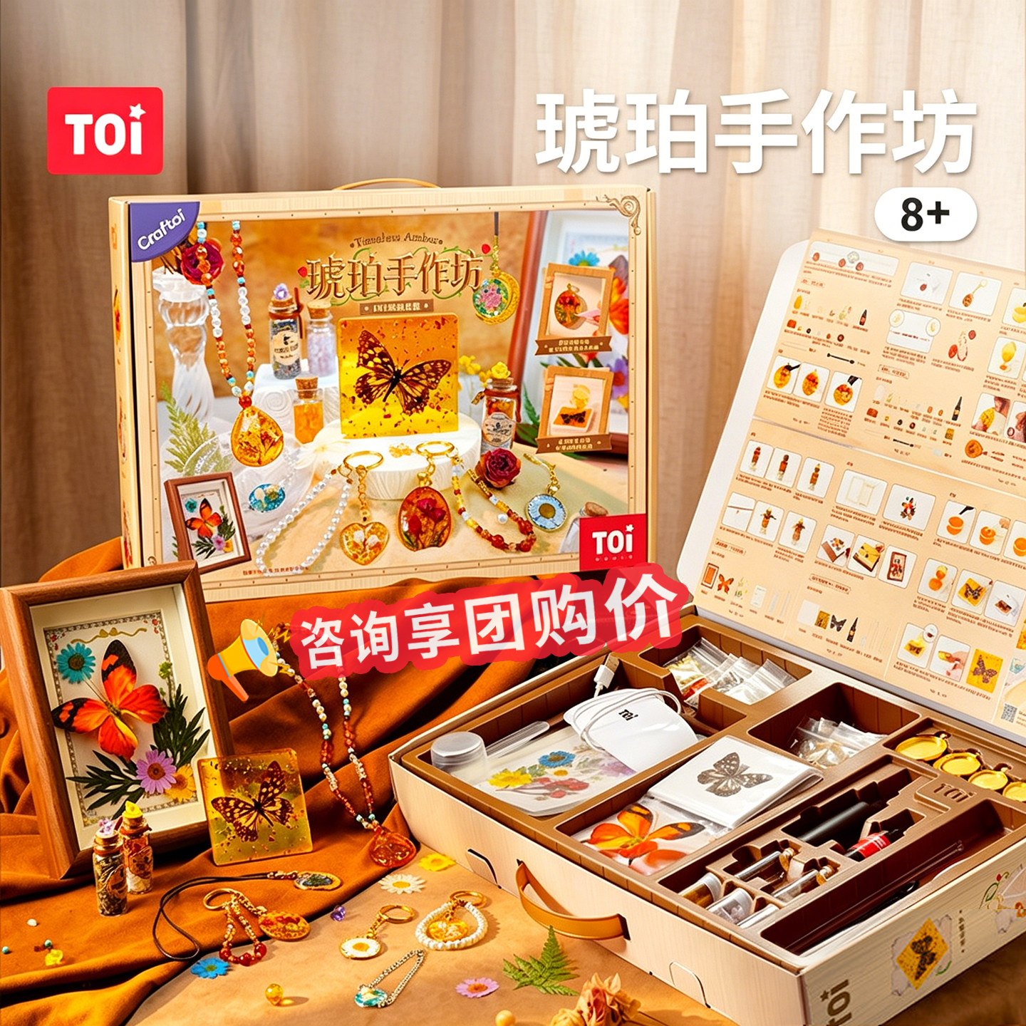 TOI图益时光琥珀diy玩具昆虫标本