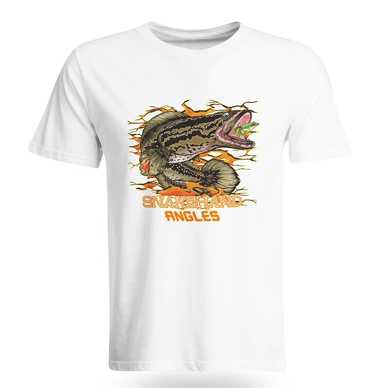 2024新款纯棉T恤文化衫圆领短袖黑鱼图案设计户外路亚钓鱼文化衫