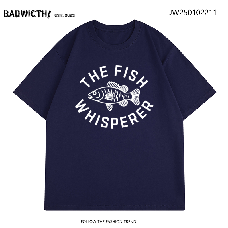 BADWITCH钓鱼鱼语者T恤原创设计短袖纯棉印花宽松圆领透气潮流款