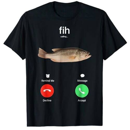 Fih Calling Remind Me鱼打电话给我圆领潮流休闲短袖T恤男女