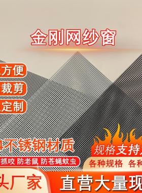 304不锈钢金刚网纱窗纱门家用防盗窗纱防蚊防鼠防猫自装尺寸定制