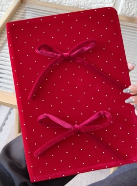 氛围感新年红色蝴蝶结波点2025苹果iPad11代保护套air4/5丝绒10.9寸第十代全包防摔pro11/10.2翻盖支架壳a16