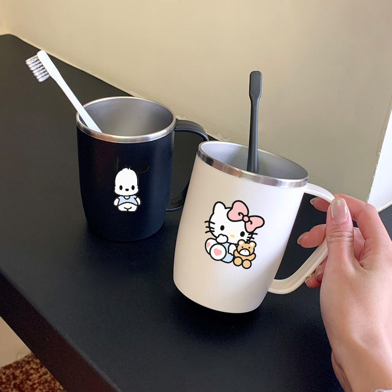 日式304不锈钢洗漱口杯防霉刷牙水杯子带手柄一家三口简约可爱ins,家庭/个人清洁工具,洗漱杯,淘宝优惠券,粉丝福利购,淘宝优惠卷