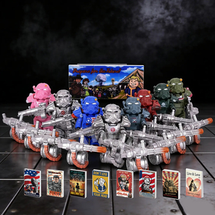 黑科技国产积木小颗粒核辐射人仔辐射动力机甲T60武器拼装玩具