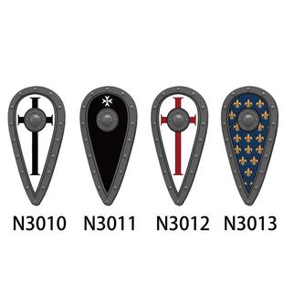 古代盾牌中古城堡中世纪罗马十字军塑胶小颗粒积木人仔配件N3010