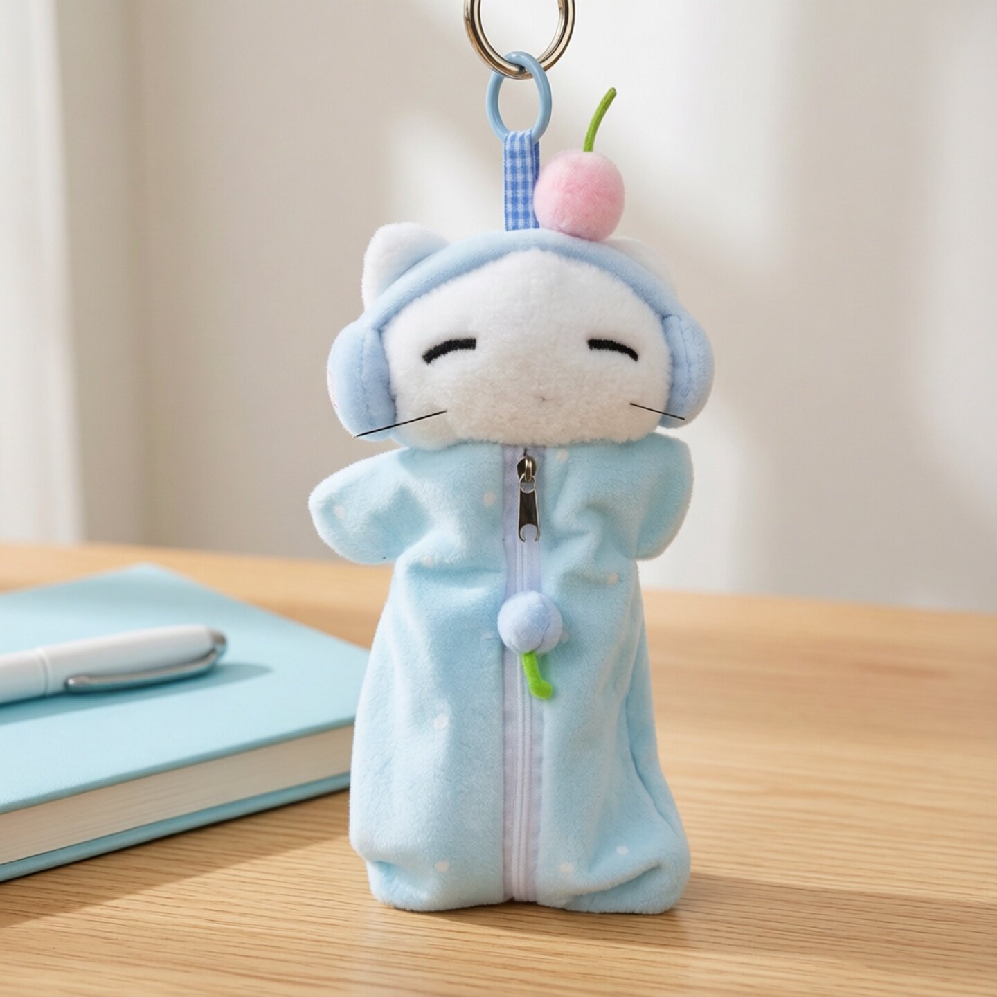 笔袋做工精细,空间足带钥匙扣