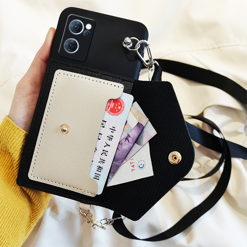 适用于OPPO reno7手机壳pro套PFJM10双层零钱卡包PFDM00斜跨背带