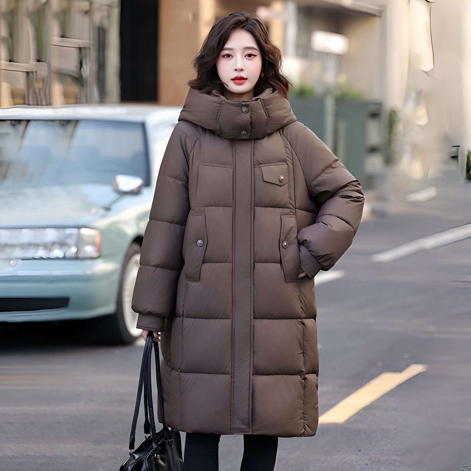 冬季女大码宽松加厚羽绒棉服