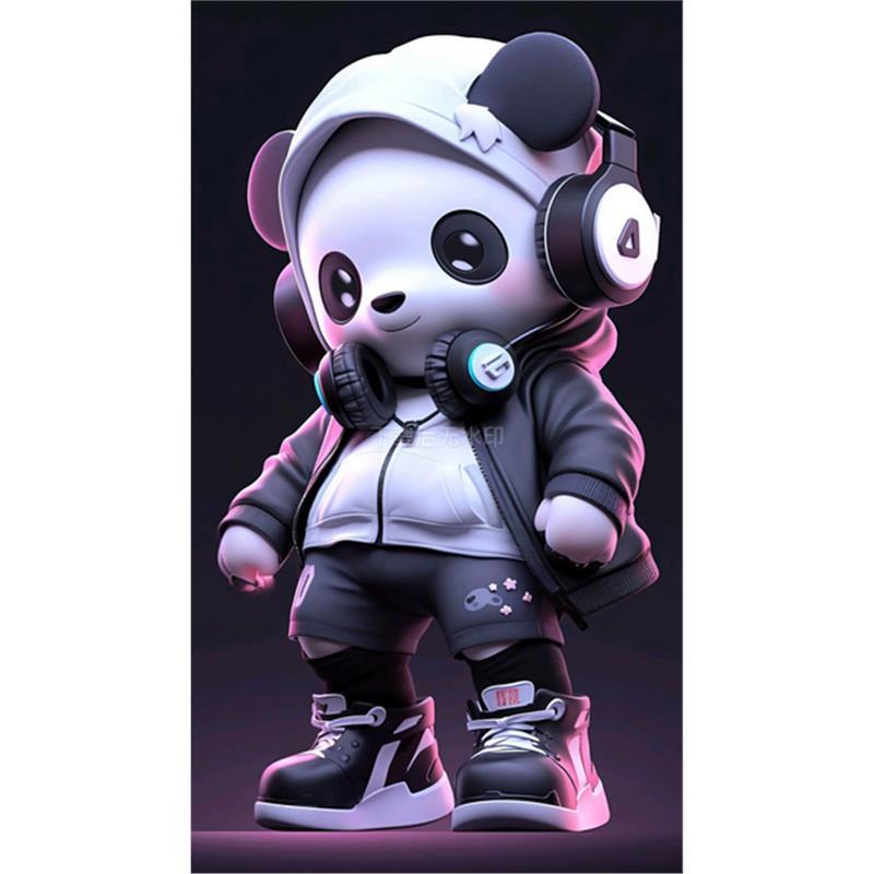 现代熊猫玩具 赛博朋克熊猫雕塑手办 漫威玩偶装饰草图大师SU模型