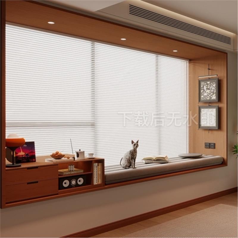 现代中古窗飘 窗柜 百叶帘 飘窗坐垫 装饰画 草图大师SU模型