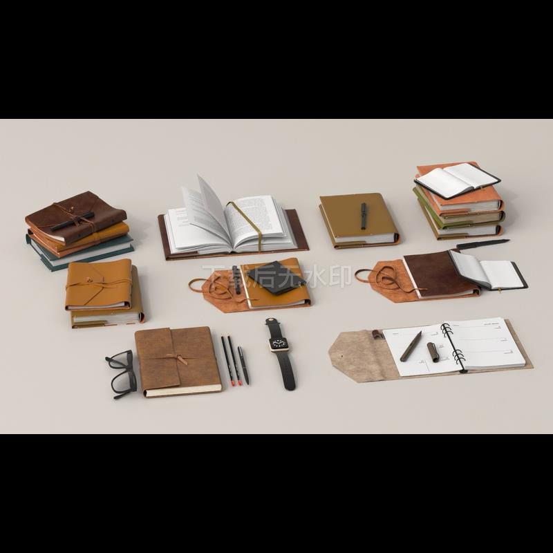 现代办公用品 办公笔记本 记录本 记事本 笔 草图大师SU模型