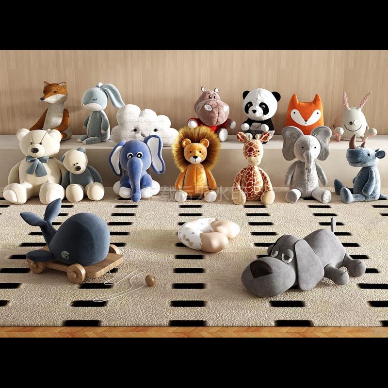 现代玩具 玩偶 潮玩 毛绒玩具 动物 熊猫 摆件 草图大师SU模型