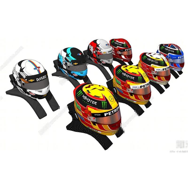 5615现代摩托车头盔 骑车装备 帽 头盔  机车帽 SU模型