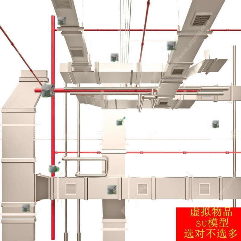 SU模型草图大师 现代通风管道吊顶新风中央换气排风出风口