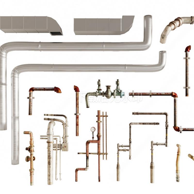 现代管道零件 管道 阀门 水表 水管 闸道 机械管道草图大师SU模型