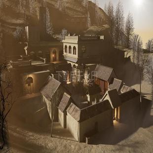 草图大师 SU模型 中式其他公共建筑中式古陕北老院子窑洞民宿小院