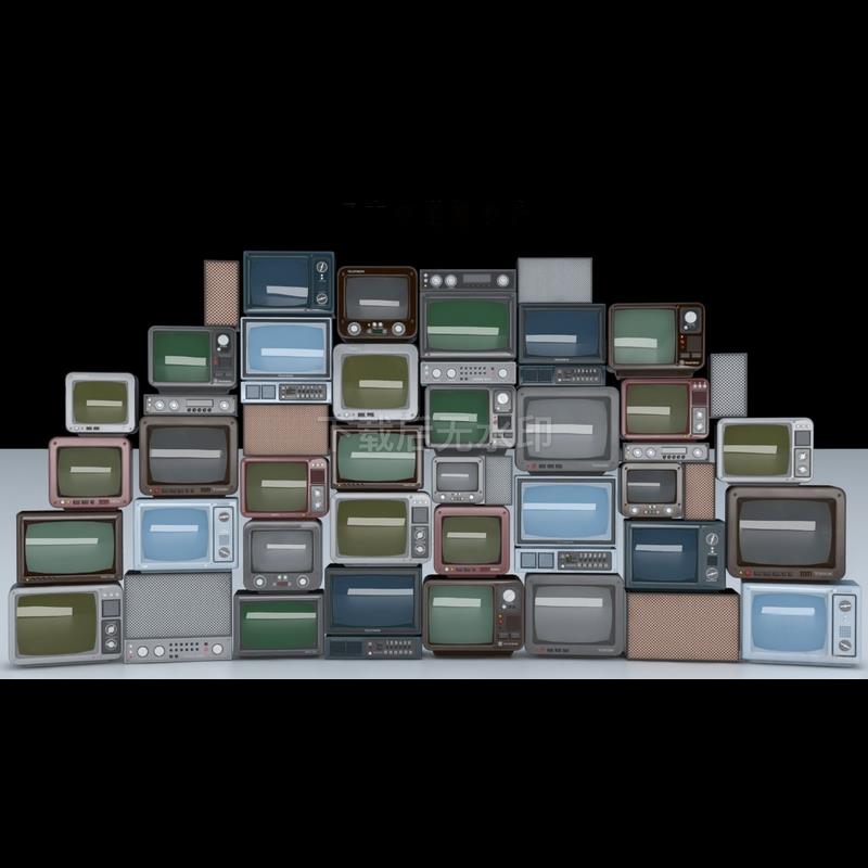 现代电视 复古机黑白机 老式机 crt显示器 彩色 草图大师SU模型