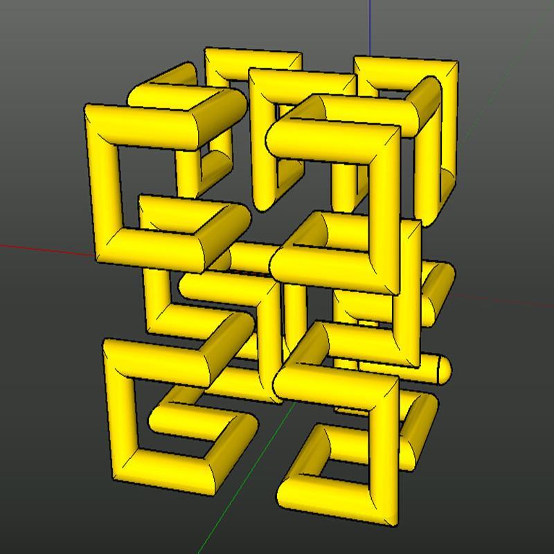 A0261钢管迷宫形状雕塑 SU模型园林景观小品设施sketchup模型1M