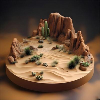 草图大师SU模型 现代山谷 地形 小场景地形 沙盘景观小品 装饰