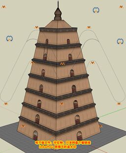 草图大师西安大雁塔慈恩寺塔古塔中式寺庙寺院古塔多层佛塔SU模型
