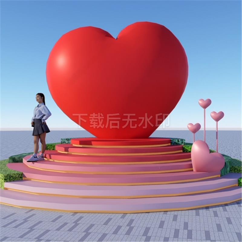 现代心形雕塑小品 爱心小品 网红打卡恋爱主题 草图大师SU模型