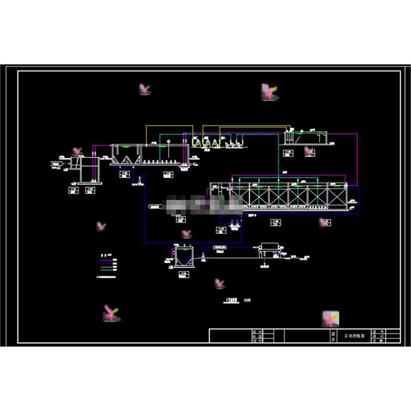 A2O法污水处理工艺流程图及平面图CAD图纸 总体图 总平面布置图等