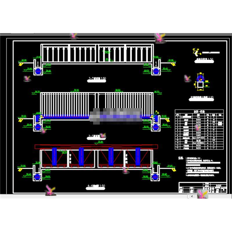 折板絮凝池 平流沉淀池设计详图CAD图纸 总文件图 平面图 剖面图