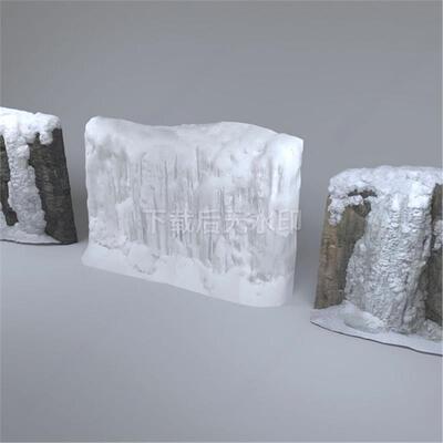 现代石头 雪山 雪山石 雪景观 雪 假山 雪雕 草图大师SU模型
